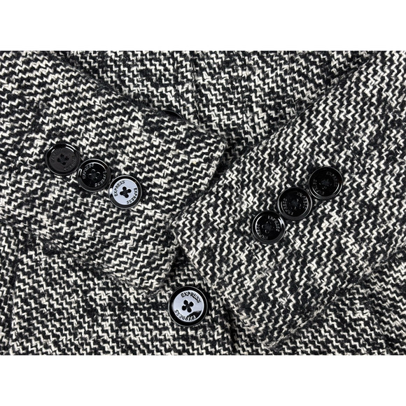 EXPRESS Wool Blend Tweed Trench Coat Pea Coat Womens Small Black & White Plaid - Picture 7 of 14